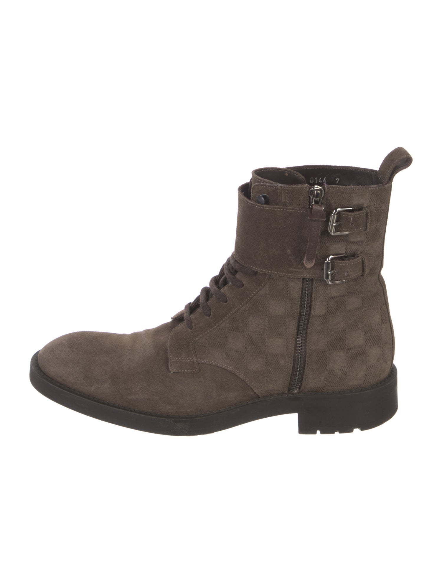 Louis Vuitton Ranger Damier Ebene Pattern Lace-Up Boots